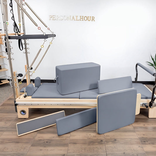 Nano Elite Half Trapeze - Adjustable Studio Pilates Reformer with Tower - Gray