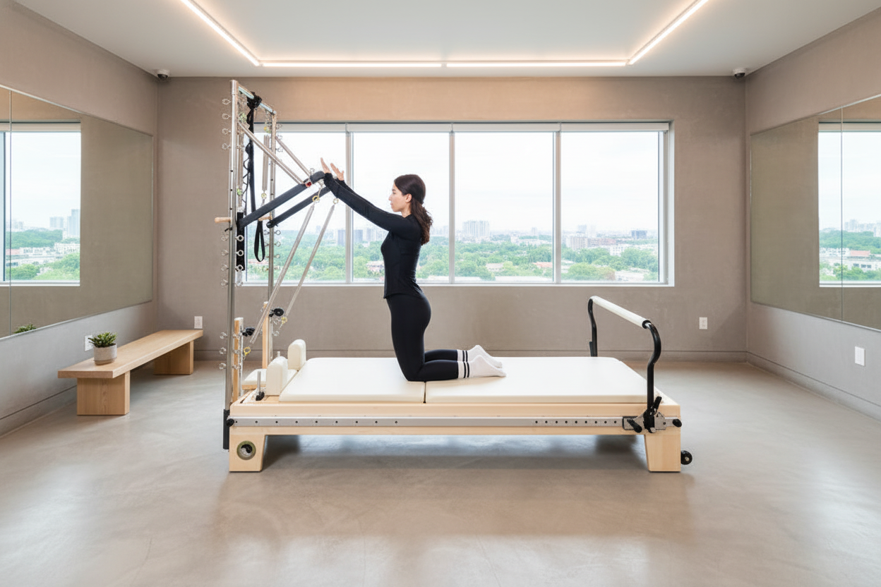 Nano Elite Half Trapeze - Adjustable Studio Pilates Reformer with Tower - RE09