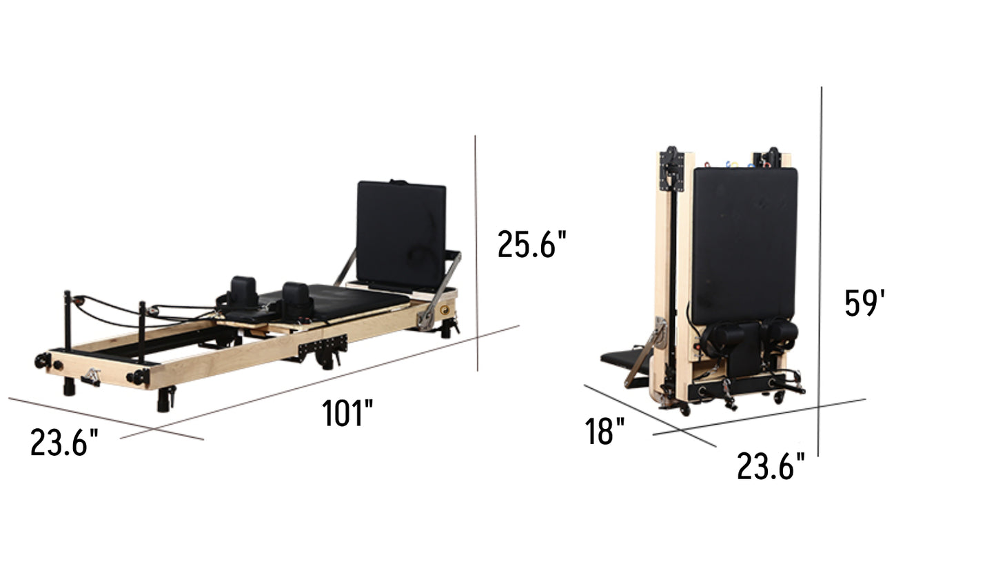 Enhanced Wood Foldable Pilates Reformer Bundle - Zous 2.0
